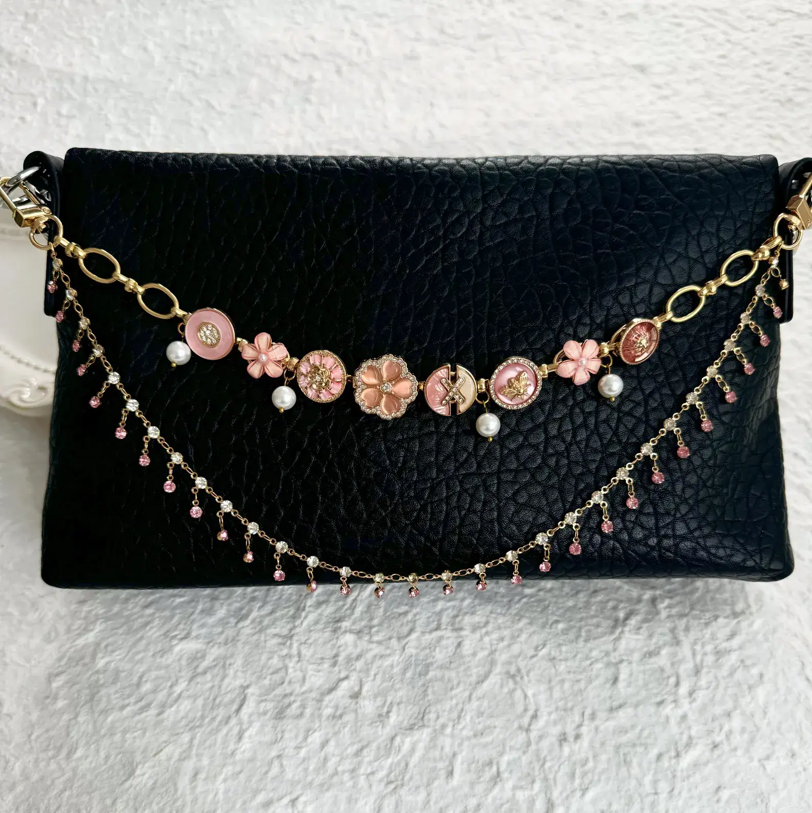 Handmade vintage gold watch bag chain styled by Taylor Swift
