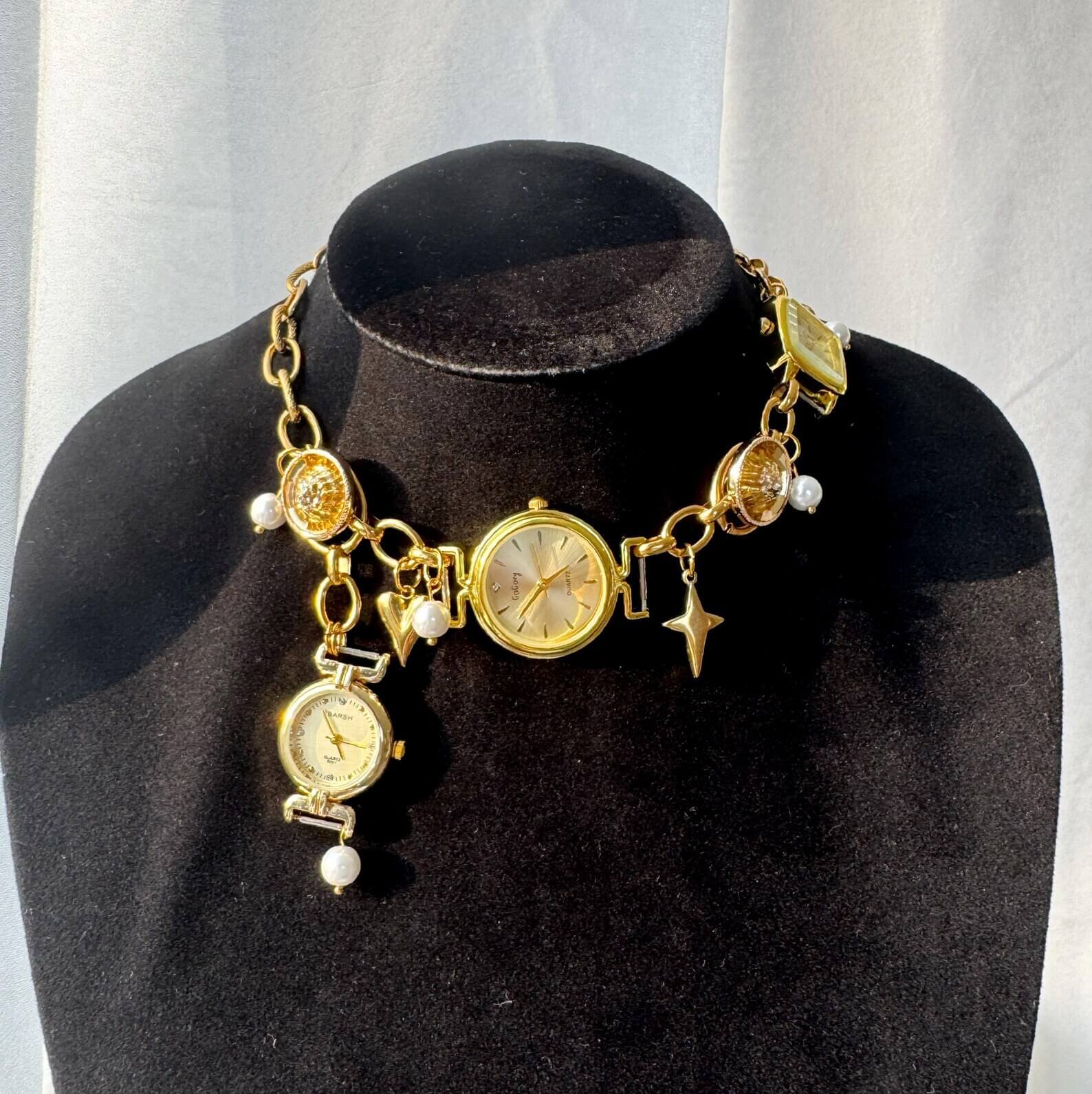 Bold Gothic Black Handmade Punk Watch Pendant Necklace stylish watch choker necklace