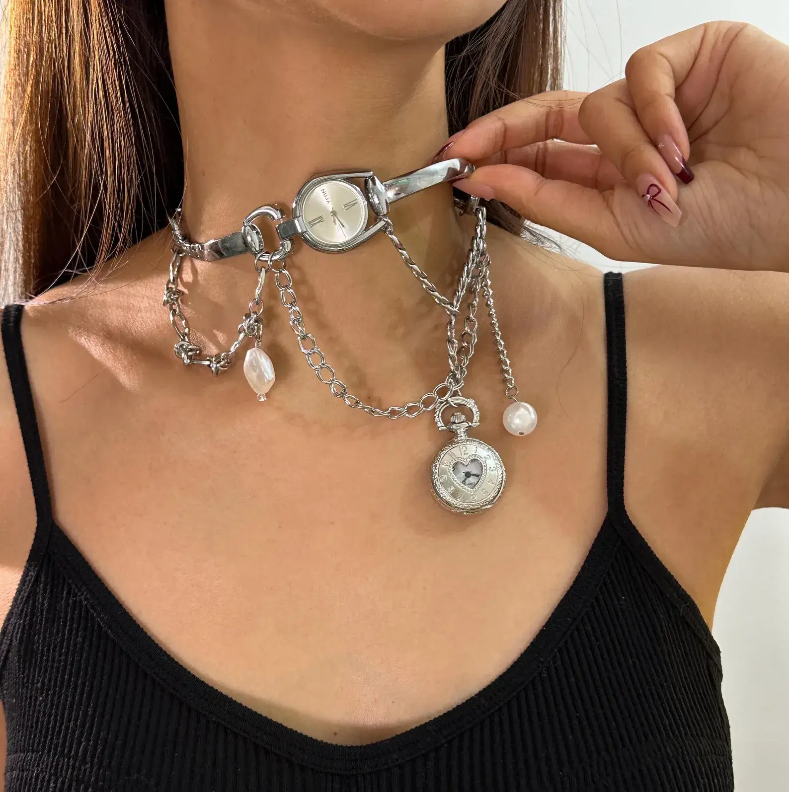 Classic Silver Techwear Watch Choker stylish watch choker necklace