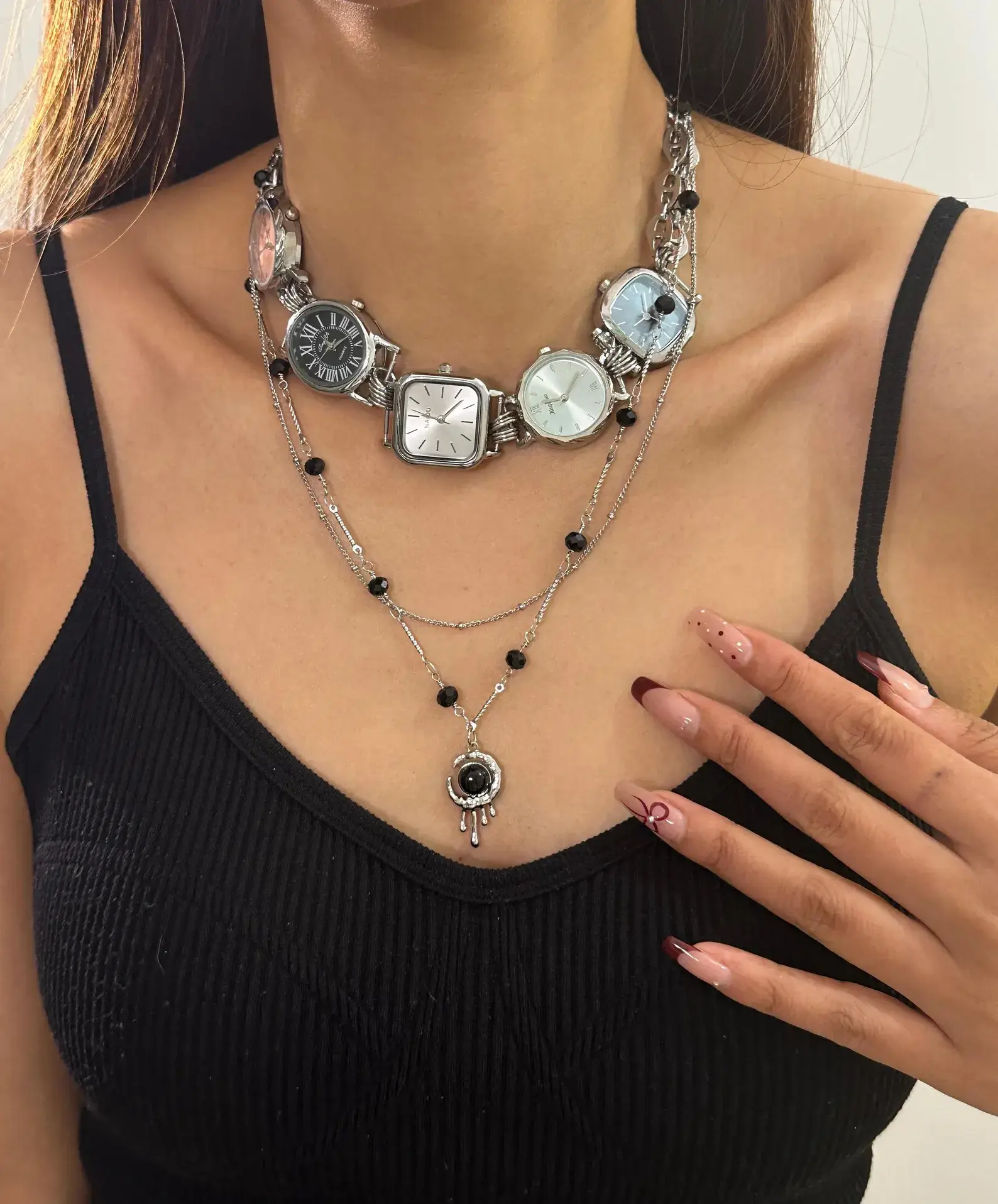 Bold Punk Leather Watch Choker stylish watch choker necklace