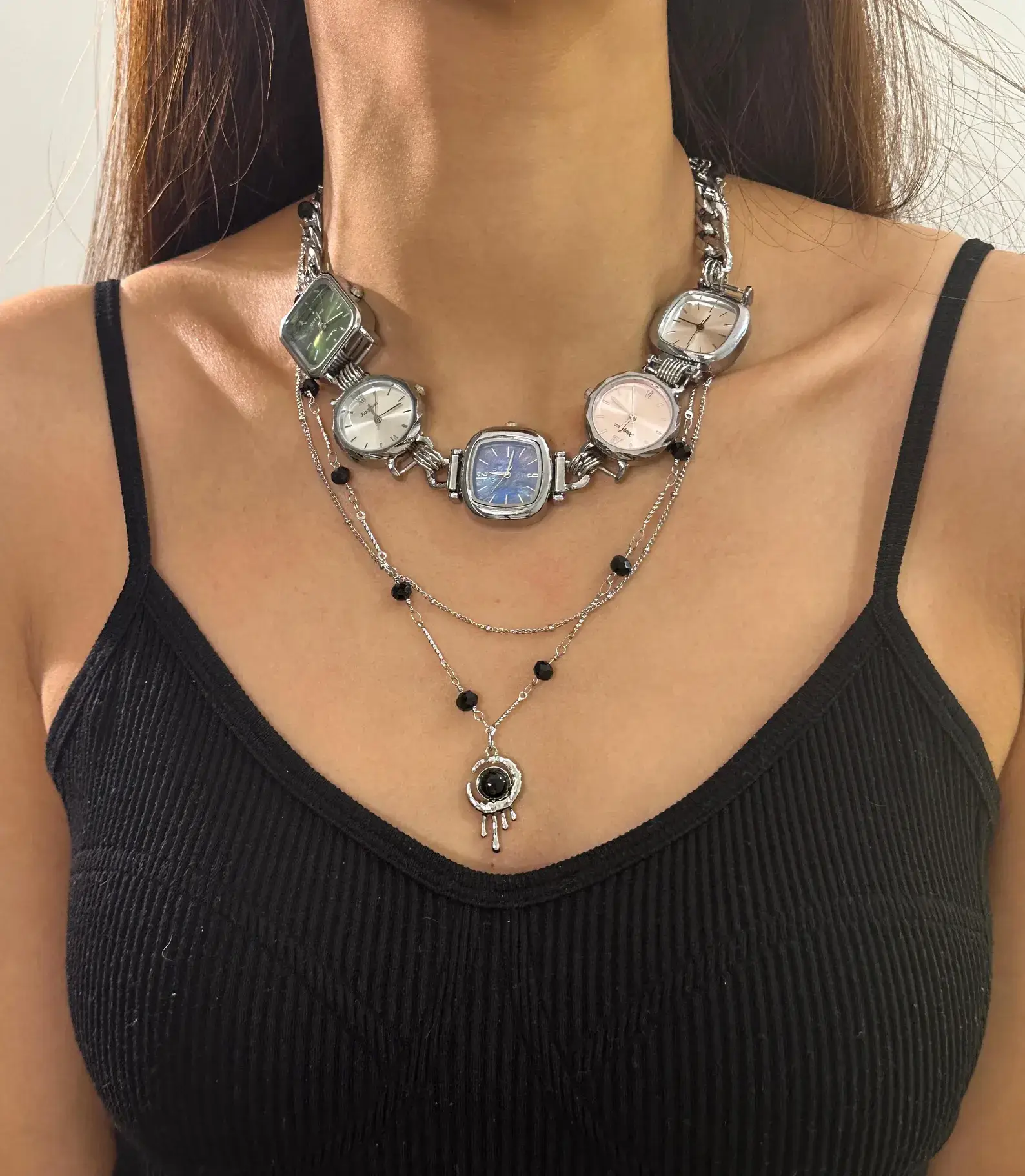 Bold Punk Leather Watch Choker stylish watch choker necklace