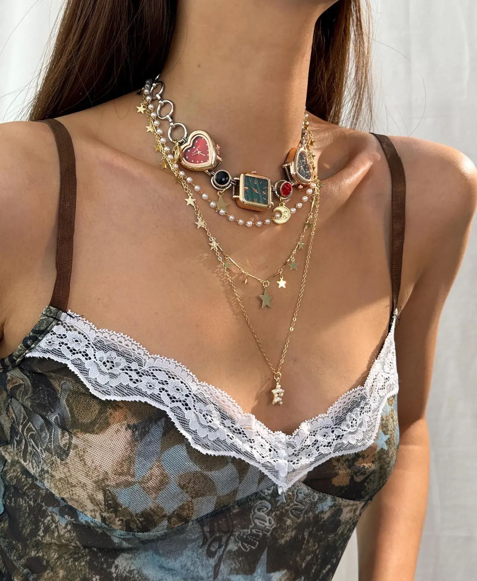 Casual Stainless Steel Punk Watch Necklace stylish watch choker necklace