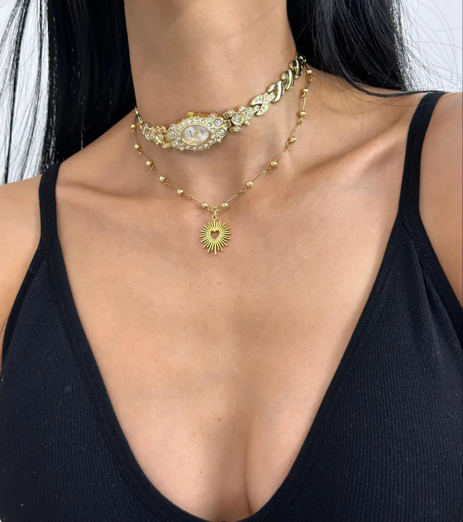 Elegant Pearl Crystal Watch Choker stylish watch choker necklace