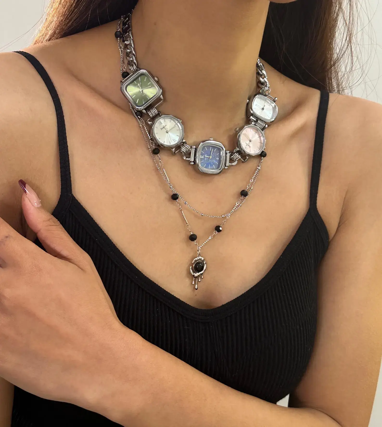 Bold Punk Leather Watch Choker stylish watch choker necklace