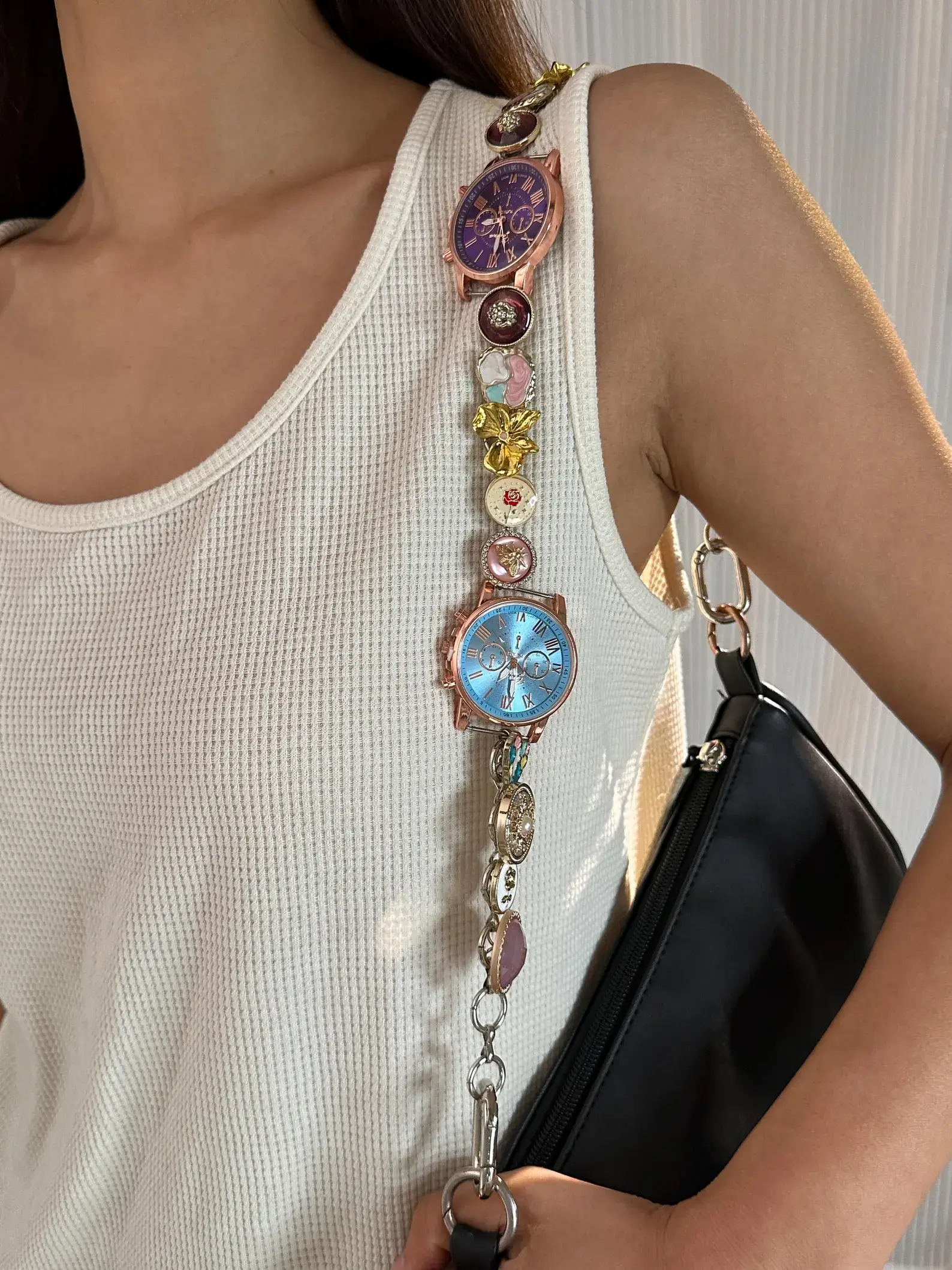 Gothic chrome punk bag chain styled by Billie Eilish