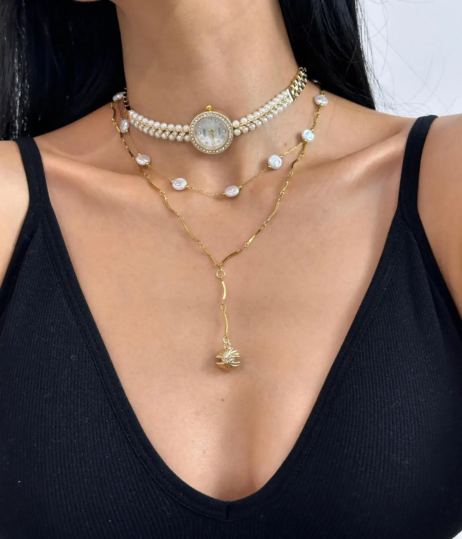 Modern Stainless Steel Watch Necklace stylish watch choker necklace