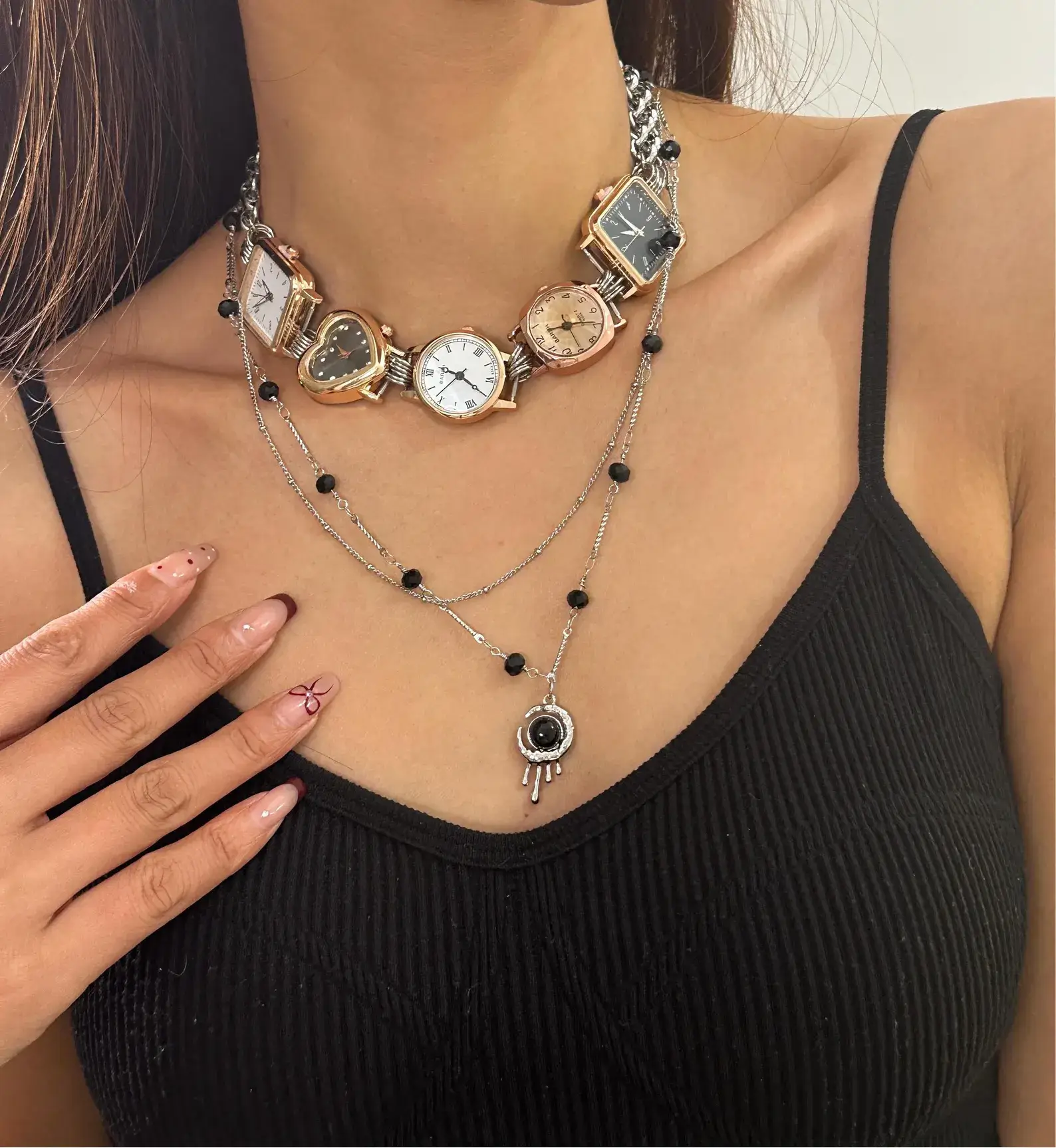 Bold Punk Leather Watch Choker stylish watch choker necklace