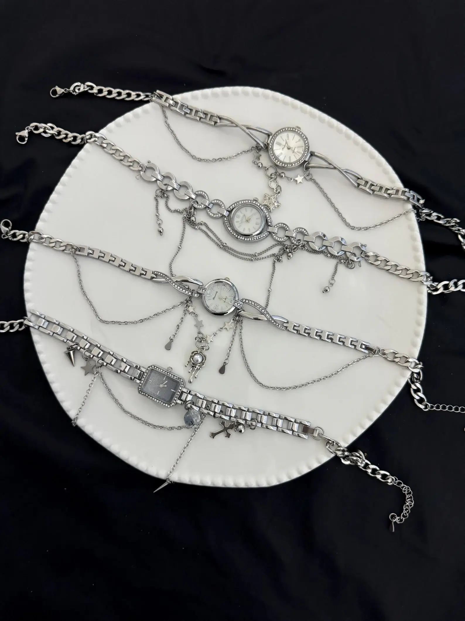 Trendy Y2K Neon Cyberpunk Punk Handmade Multi-layer Watch Necklace stylish watch choker necklace