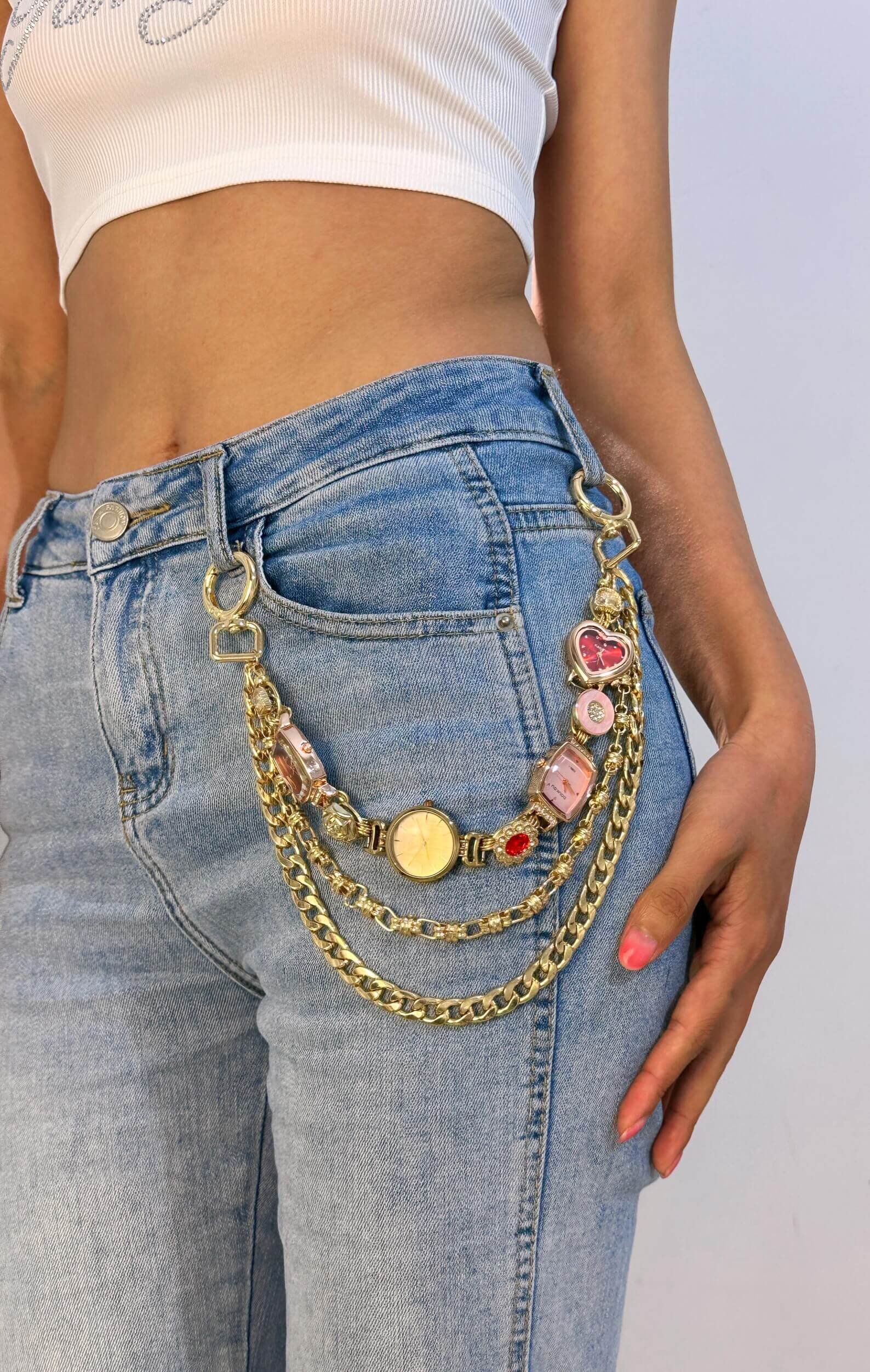 kpop titanium watch pants chain blackpink jennie fashion