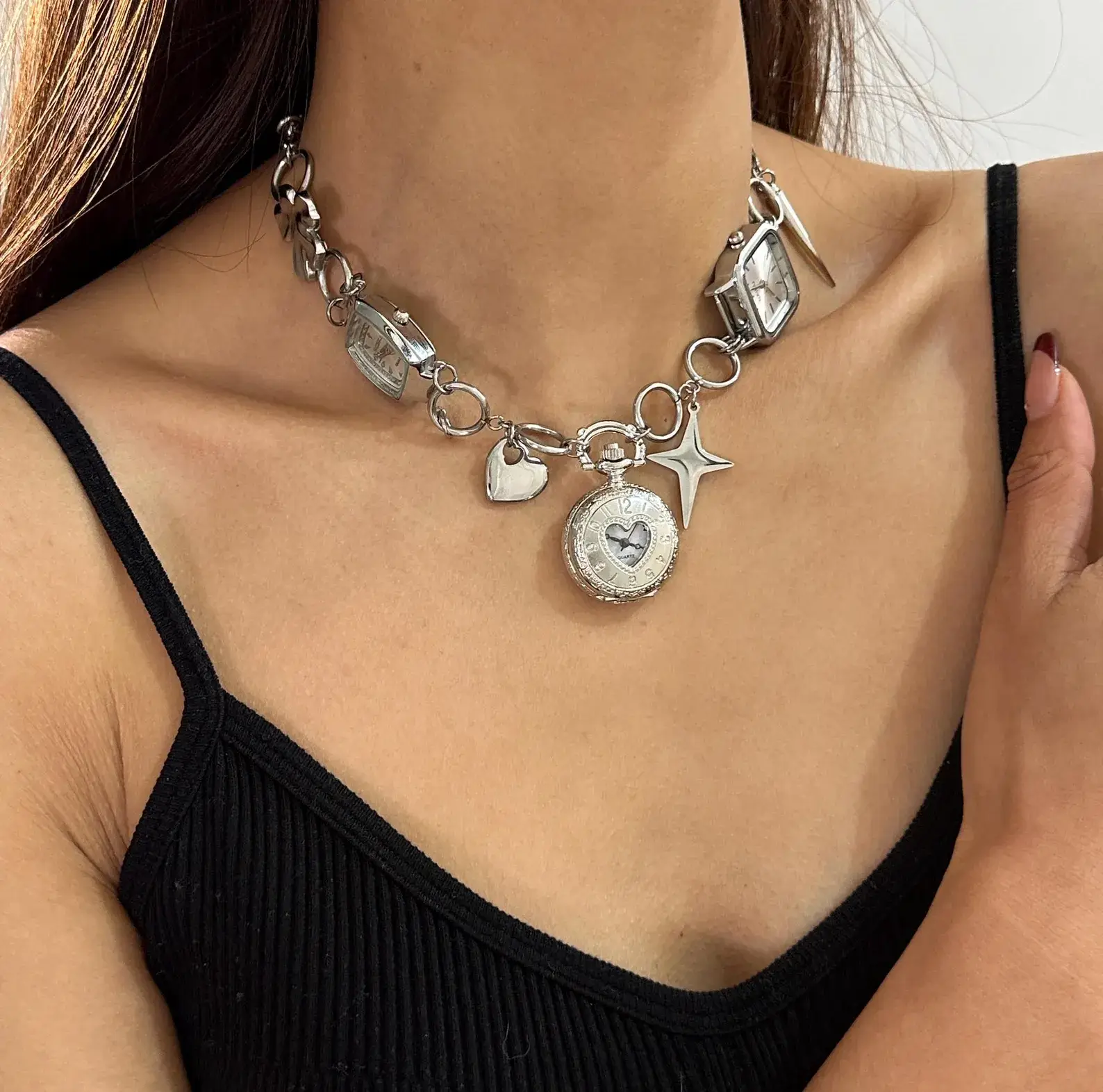 Boho Crystal Punk Watch Choker stylish watch choker necklace