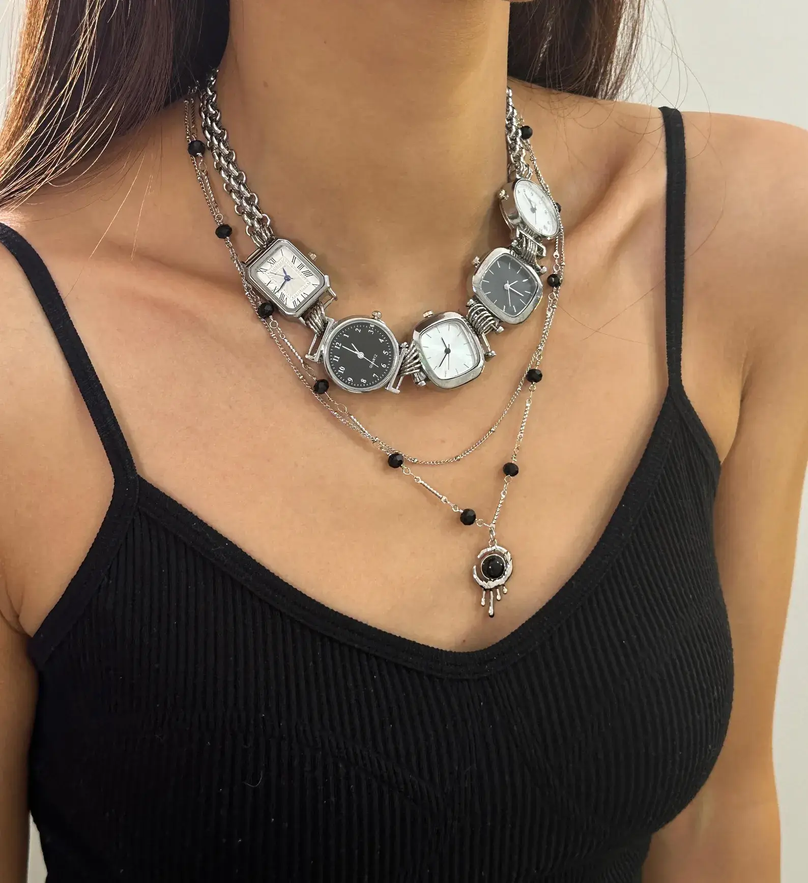 Bold Punk Leather Watch Choker stylish watch choker necklace