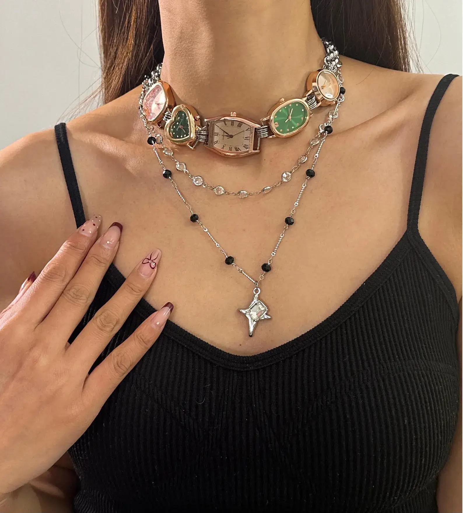 Unique Handmade Layered Watch Necklace stylish watch choker necklace