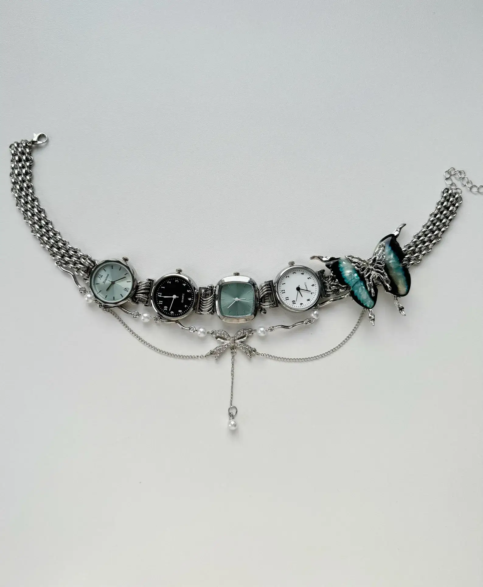 Luxury Chrome Punk Watch Necklace stylish watch choker necklace