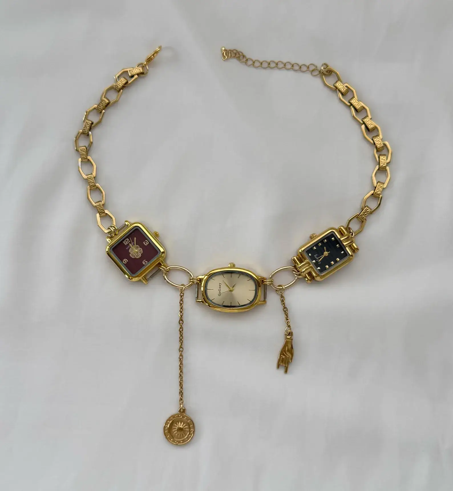 Luxury Chrome Cyberpunk Watch Necklace stylish watch choker necklace