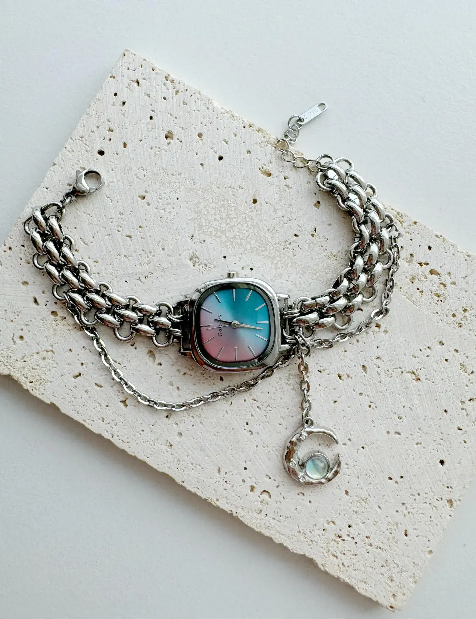 Vibrant Y2K titanium stainless steel handmade watch bracelet, women’s jewelry