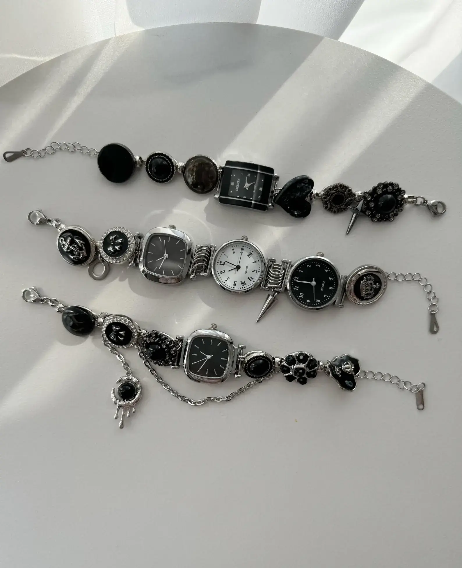 Futuristic Y2K handmade titanium stainless steel watch bracelet, women’s jewelry