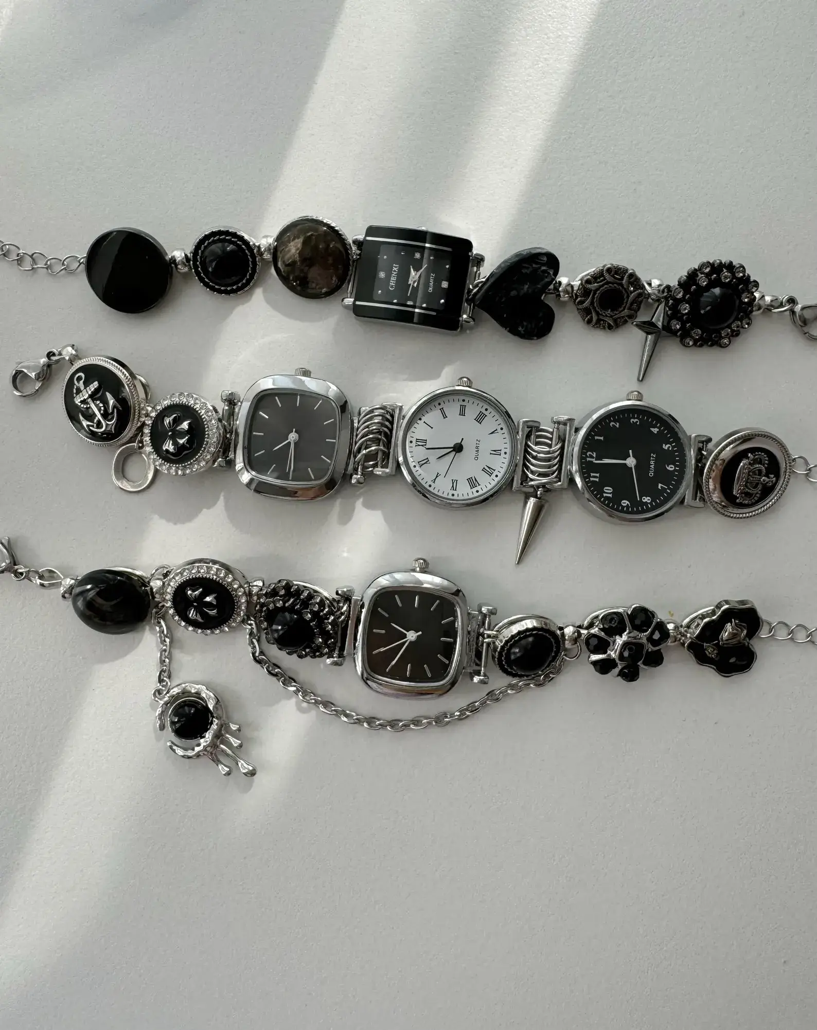 Futuristic Y2K handmade titanium stainless steel watch bracelet, women’s jewelry