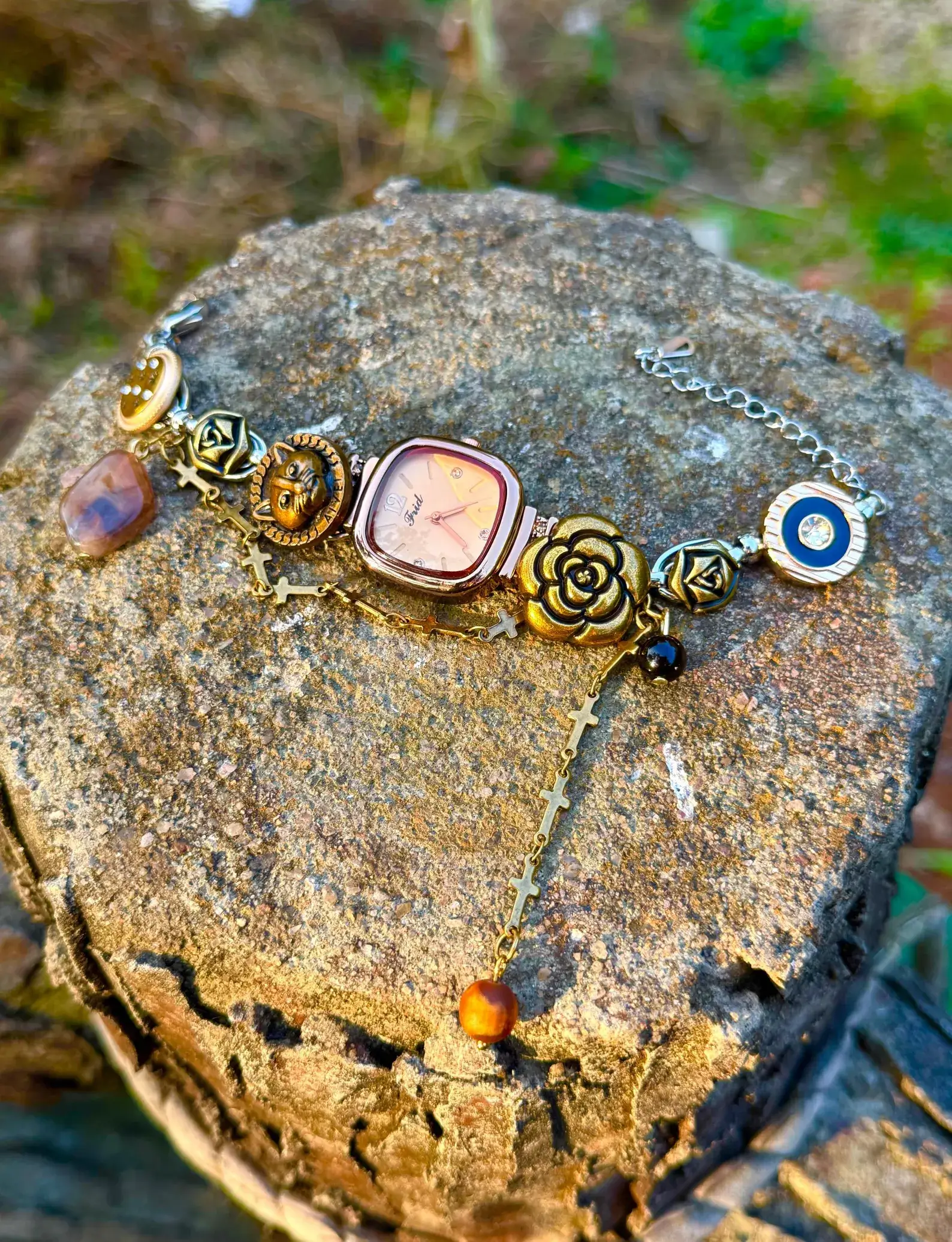 Handmade Y2K titanium stainless steel women’s watch bracelet, retro-inspired jewelry