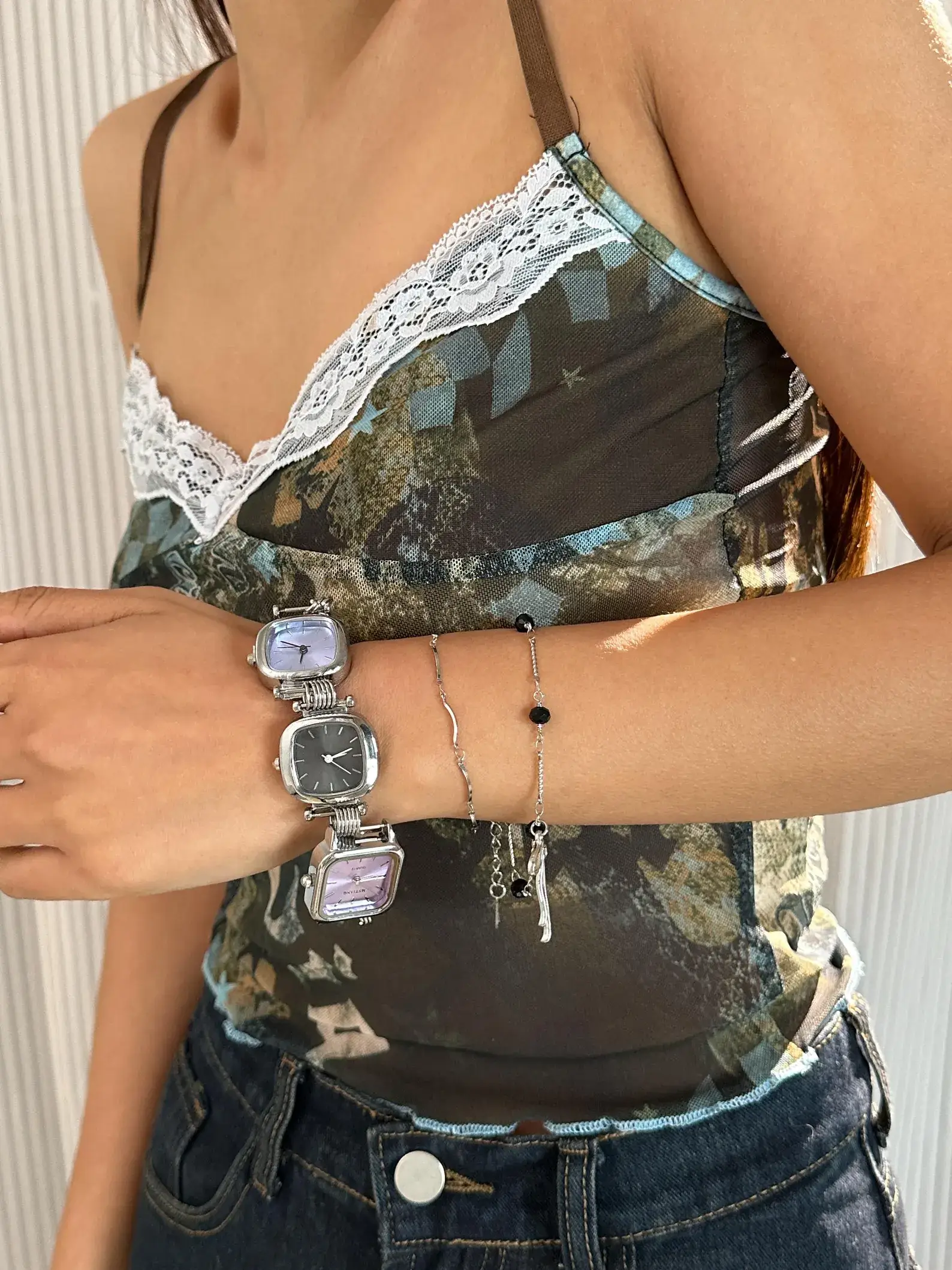Handmade minimalist titanium stainless steel women’s watch bracelet, sleek modern design
