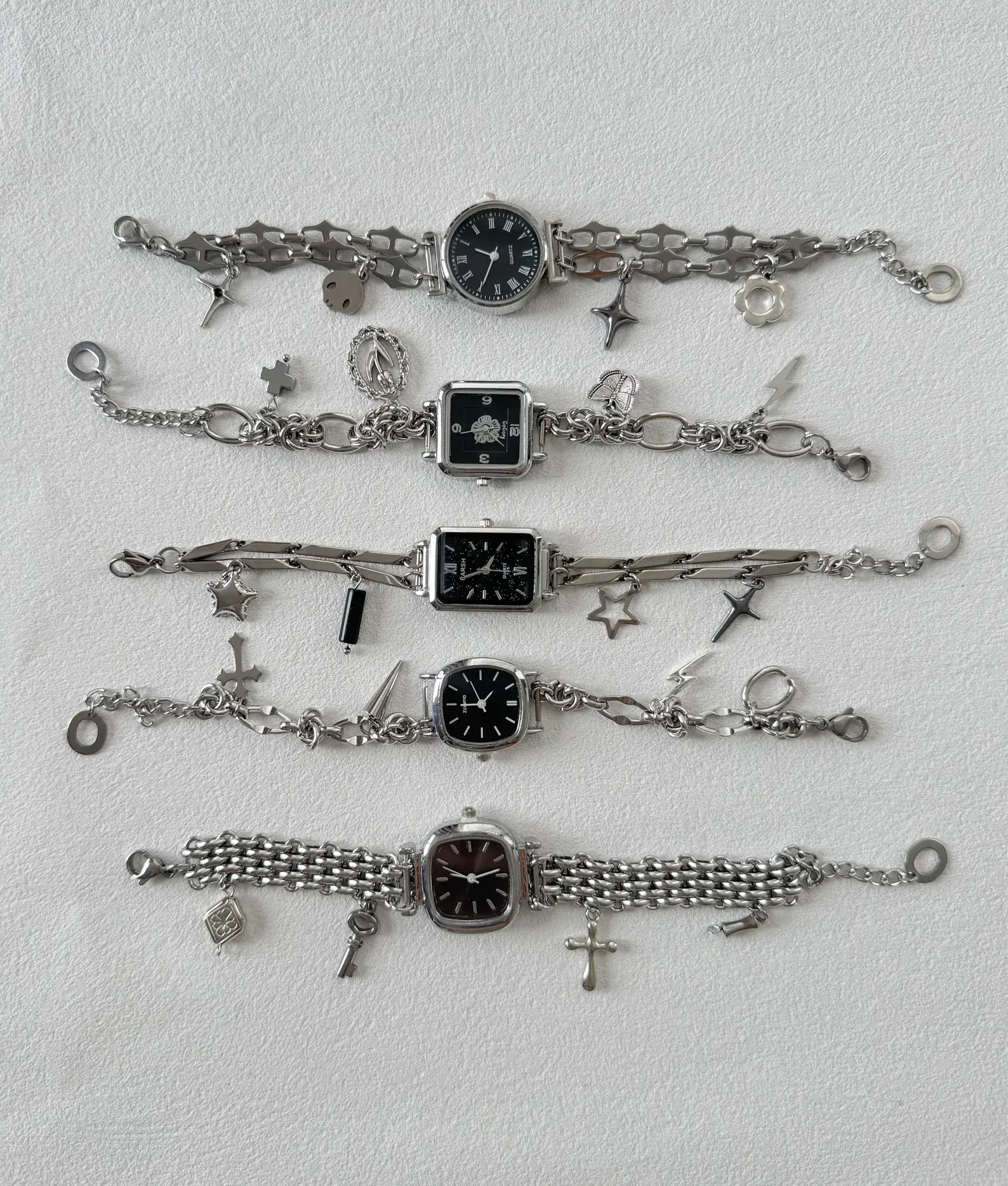 Early 2000s Y2K titanium stainless steel handmade women’s watch bracelet