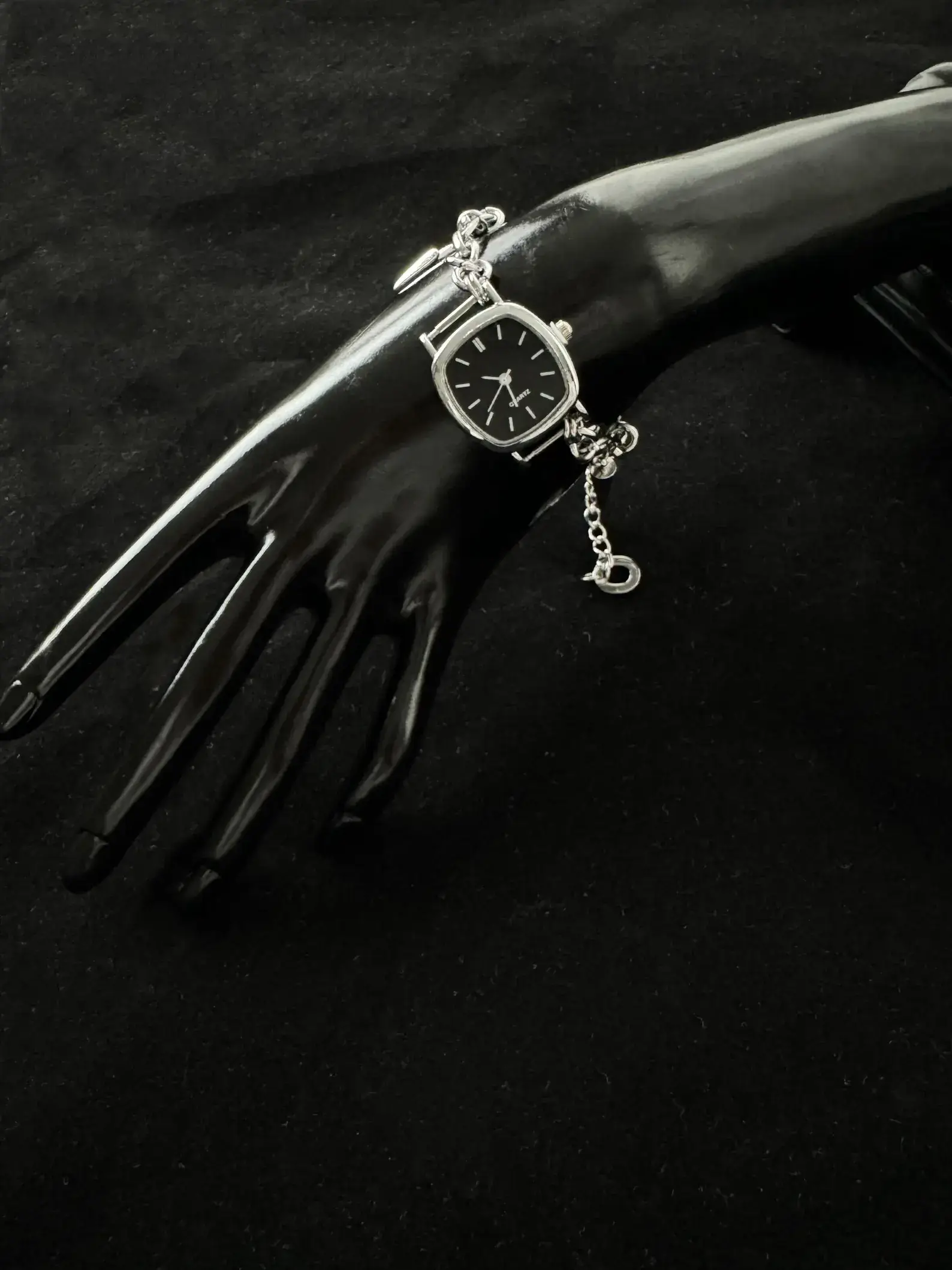 Early 2000s Y2K titanium stainless steel handmade women’s watch bracelet