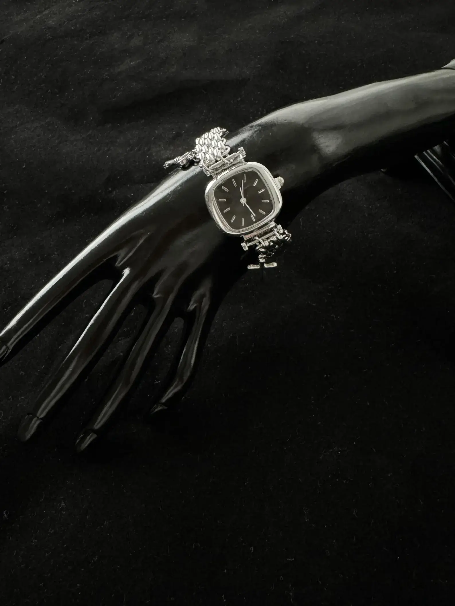 Early 2000s Y2K titanium stainless steel handmade women’s watch bracelet
