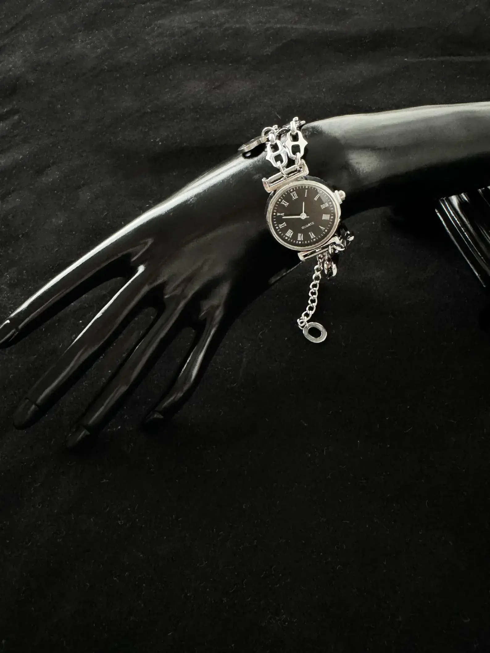 Early 2000s Y2K titanium stainless steel handmade women’s watch bracelet